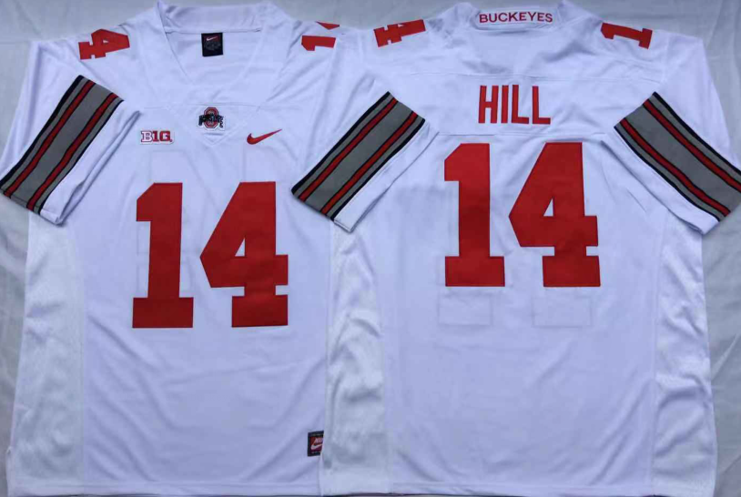 Men's Ohio State Buckeyes K.J. Hill White Player Game Jersey sports jersey product view 1