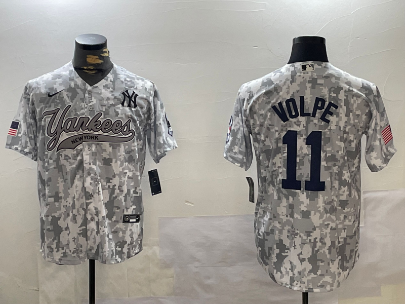 Men's New York Yankees Anthony Volpe #11 Arctic Camo 2024 Salute to Service Limited Jersey baseball jersey product view 1