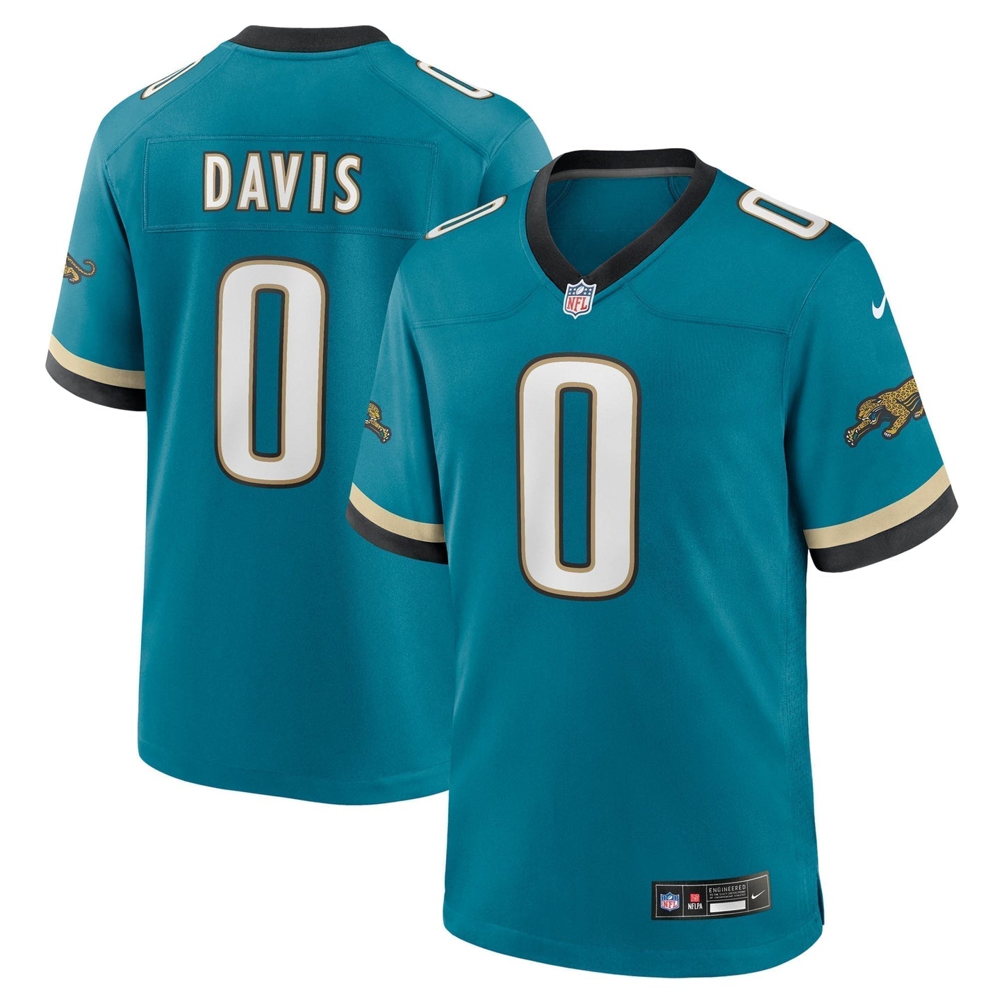 Gabe Davis Jacksonville Jaguars Prowler Throwback Game Jersey - Teal football jersey product view 1