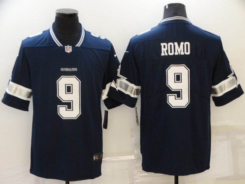 Men's Dallas Cowboys Tony Romo #9 Navy Game Player Jersey1 football jersey product view 1