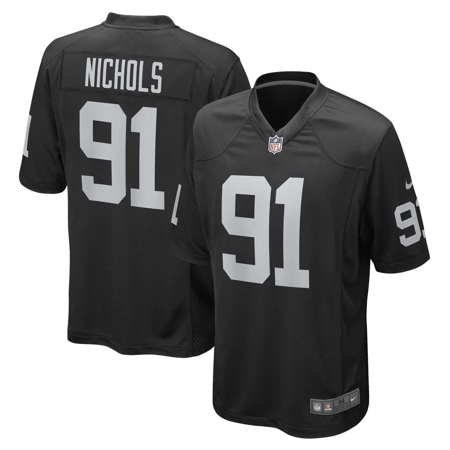 Bilal Nichols Las Vegas Raiders Game Jersey - Black football jersey product view 1