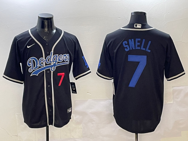 Men's Los Angeles Dodgers Blake Snell #7 Black Replica Player Jersey baseball jersey product view 1