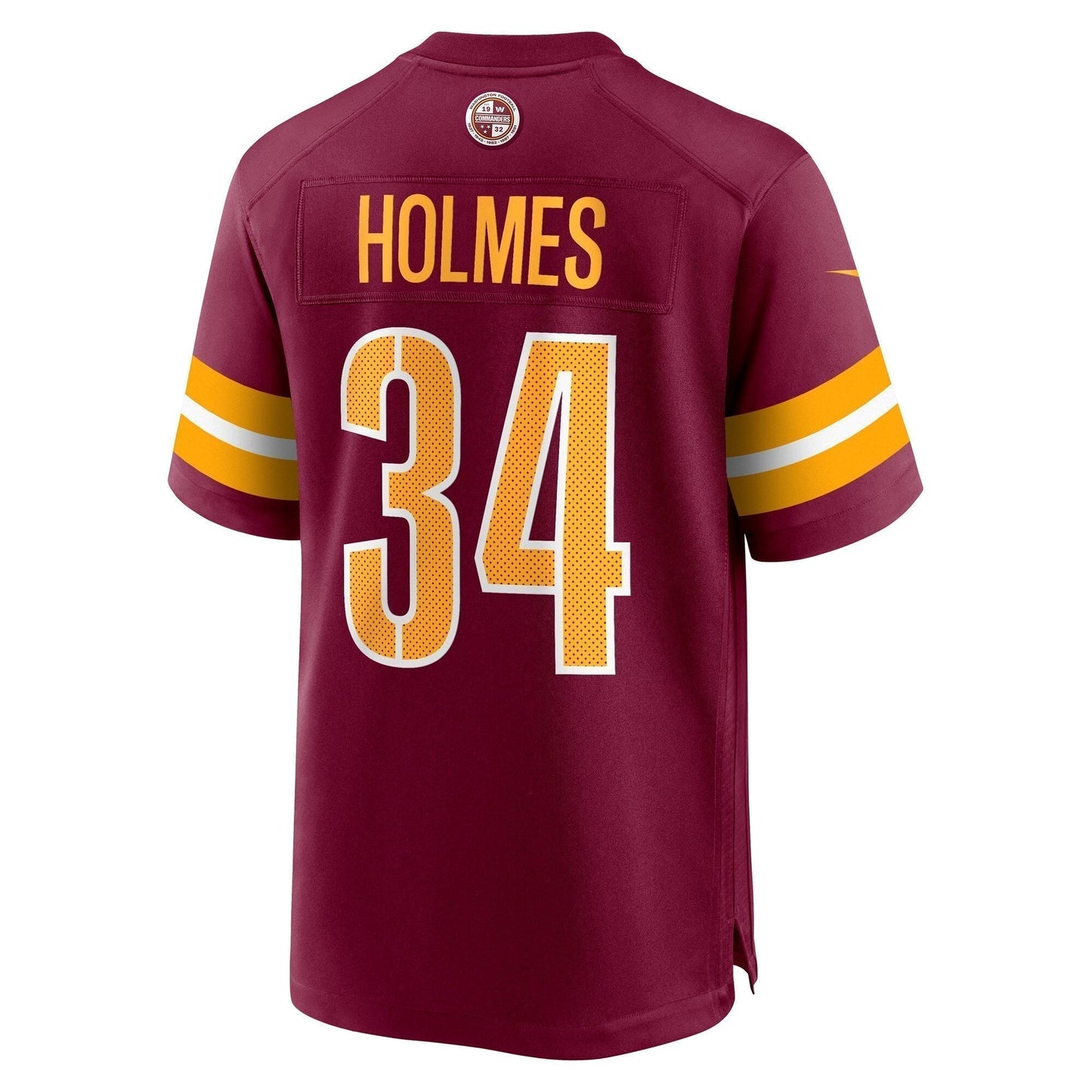 Christian Holmes Washington Commanders Game Jersey - Burgundy football jersey product view 3