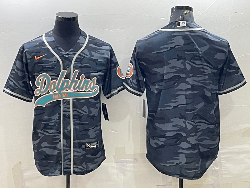 Men's Miami Dolphins Grey Camouflage Blank Jersey football jersey product view 1
