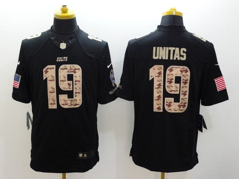 Men's Indianapolis Colts Johnny Unitas #19 Black Game Player Jersey1 football jersey product view 1