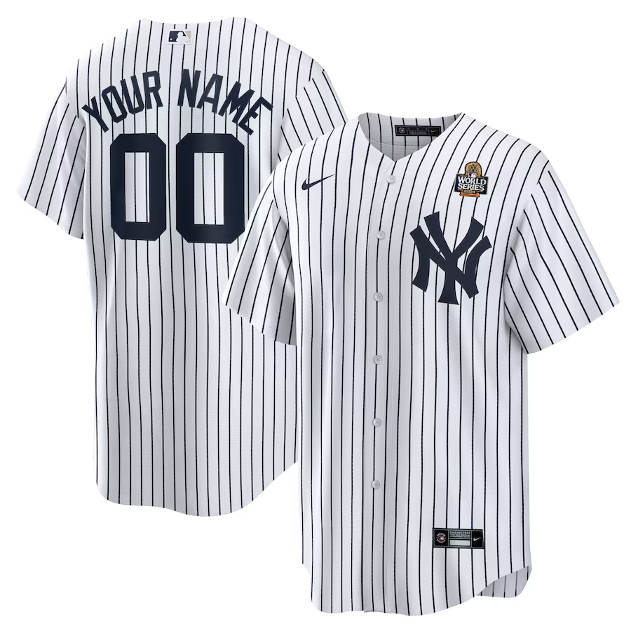 Men's New York Yankees White 2024 World Series Home Replica Custom Jersey baseball jersey product view 1