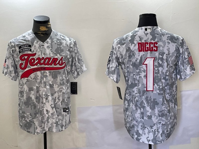 Men's Houston Texans Stefon Diggs #1 Arctic Camo 2024 Salute to Service Player Jersey1 football jersey product view 1