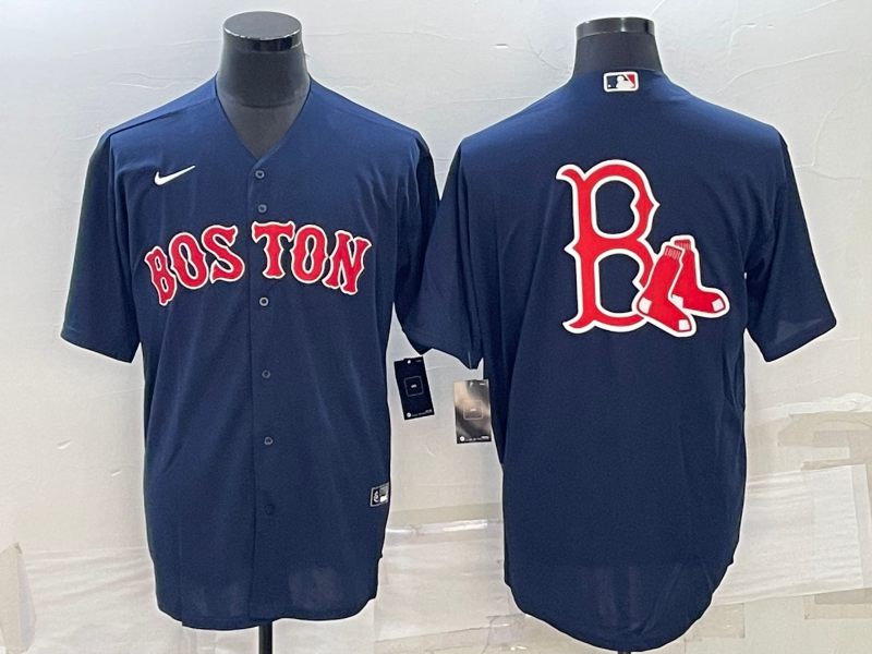 Men's Boston Red Sox Navy Alternate Replica Player Jersey baseball jersey product view 1