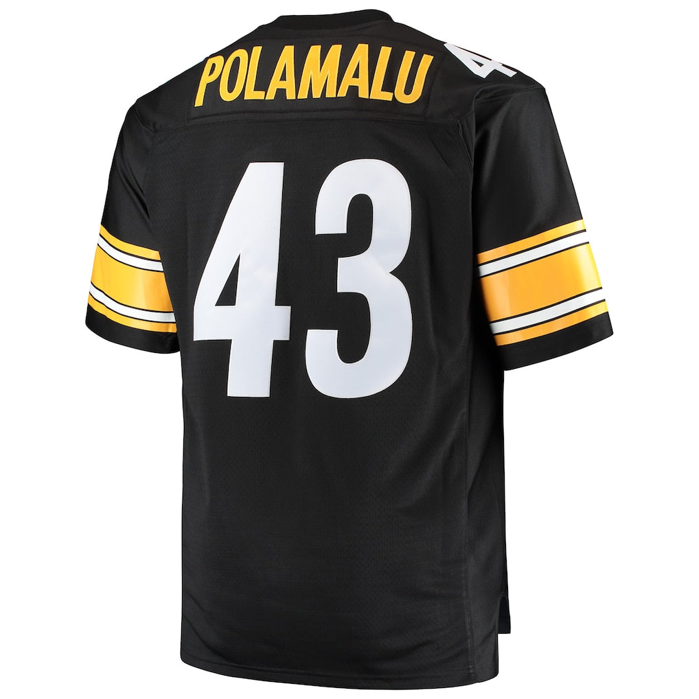 P.Steelers #43 Troy Polamalu Black Big & Tall 2005 Retired Player Replica Jersey football jersey product view 1