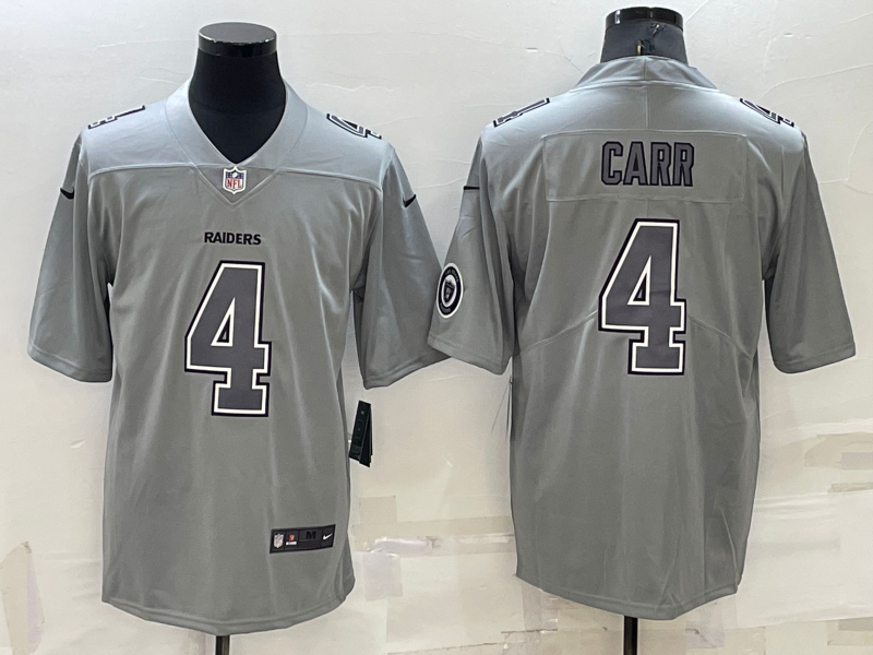 Men's Las Vegas Raiders Derek Carr #4 Gray Atmosphere Fashion Game Jersey1 football jersey product view 1