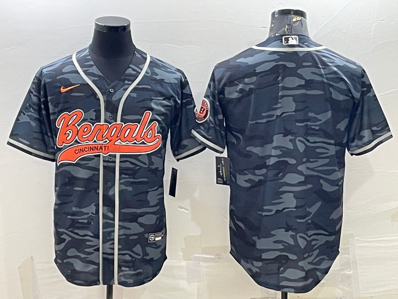 Men's Cincinnati Bengals Grey Camouflage Blank Jersey football jersey product view 1