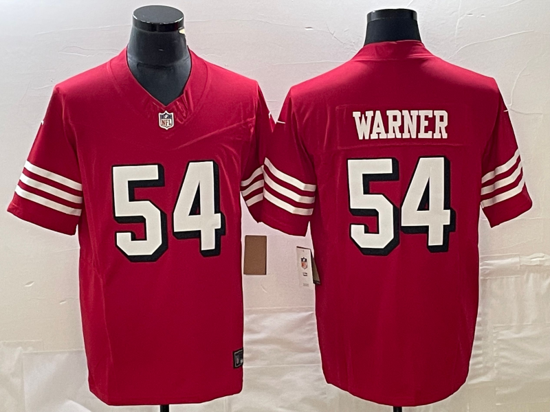 Men's San Francisco 49ers Fred Warner #54 Red Game Player Jersey2 football jersey product view 1
