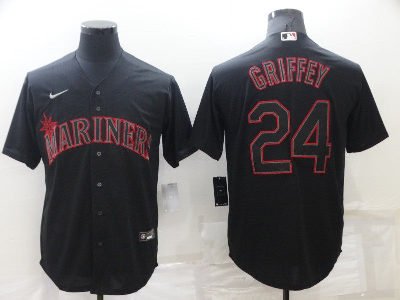 Men's Seattle Mariners Ken Griffey Jr. Black Replica Baseball Jersey baseball jersey product view 1