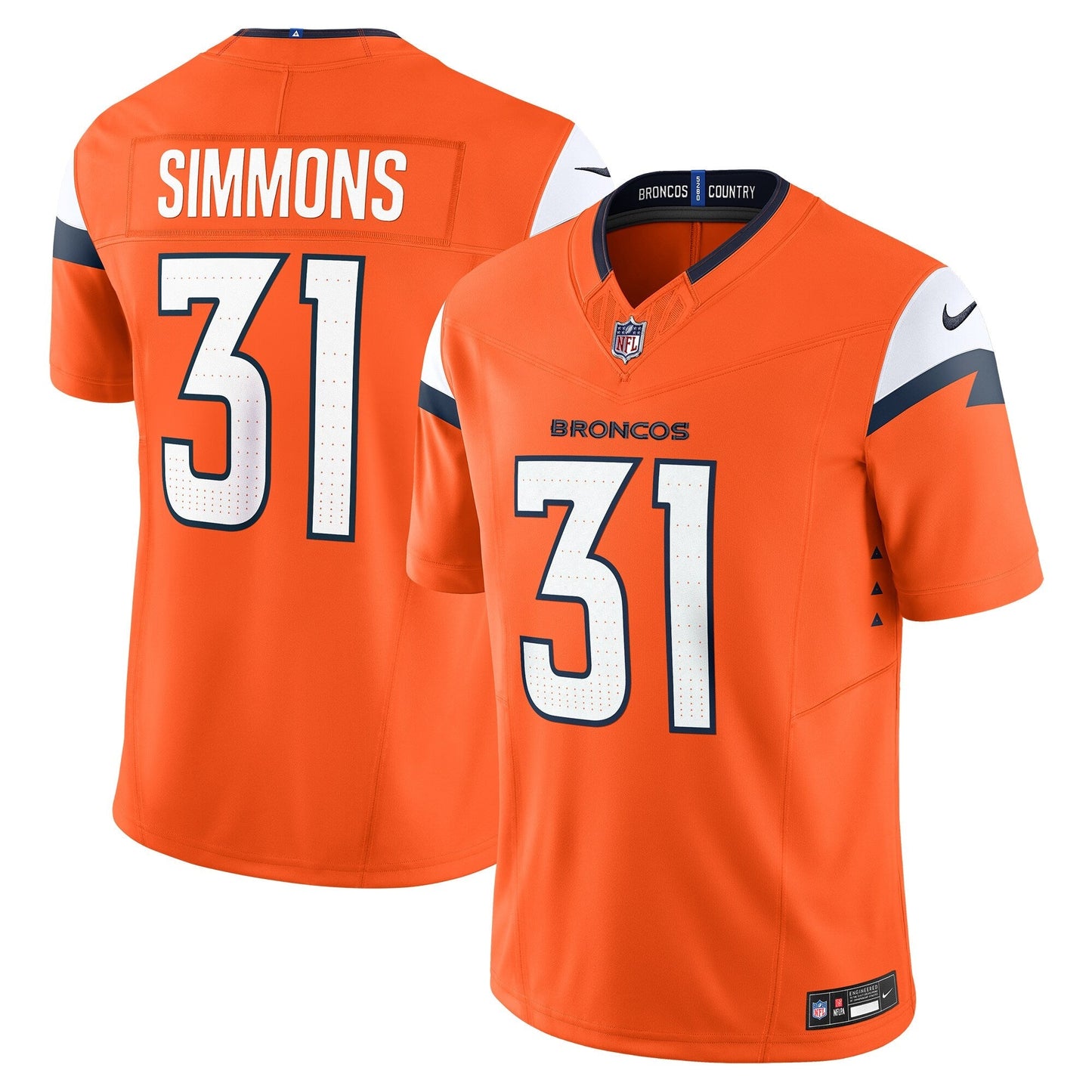 Justin Simmons Denver Broncos Vapor F.U.S.E. Limited Jersey - Orange football jersey product view 1