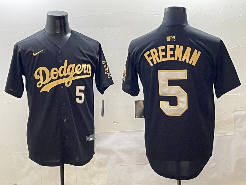 Men's Los Angeles Dodgers Freddie Freeman #5 Black Team Player Jersey baseball jersey product view 1