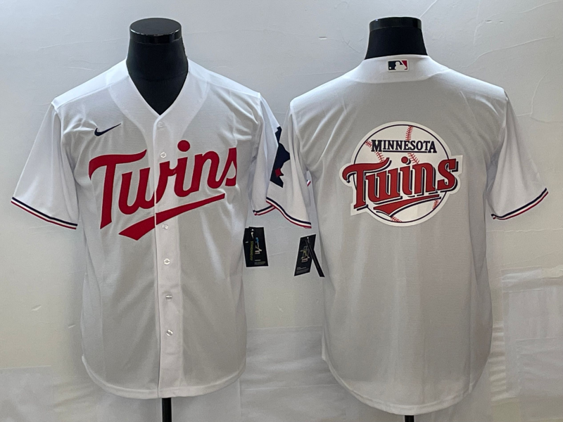 Men's Minnesota Twins White Home Replica Team Jersey baseball jersey product view 1