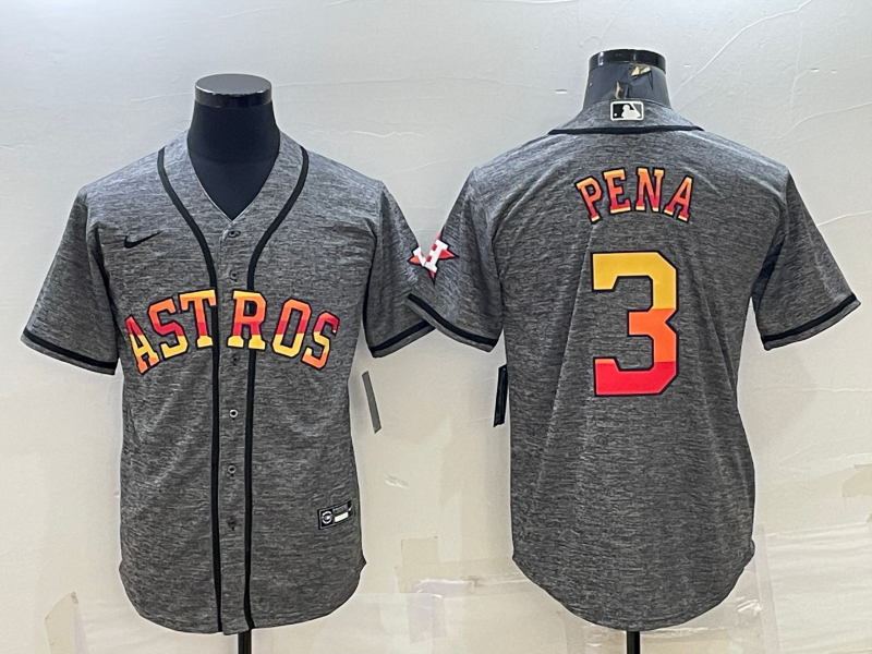 Men's Houston Astros Jeremy Pena #3 Gray Replica Player Jersey baseball jersey product view 1