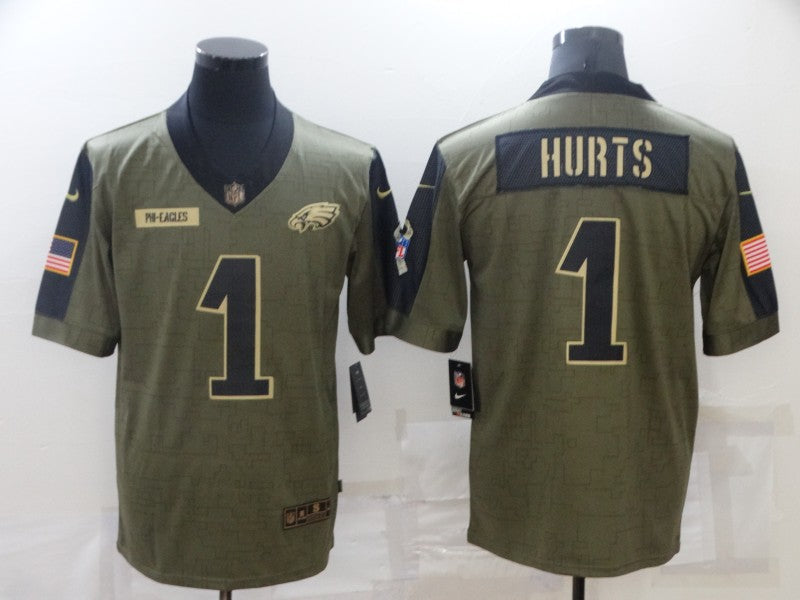 Men's Philadelphia Eagles Jalen Hurts Brown Game Jersey football jersey product view 1