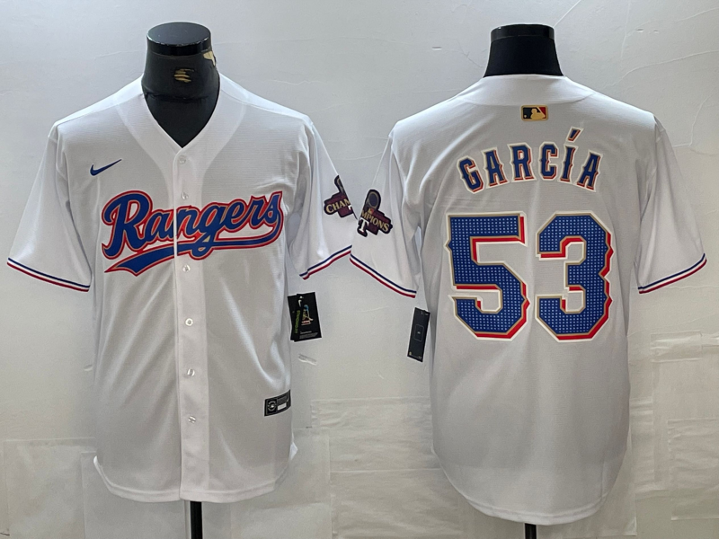 Men's Texas Rangers Adolis Garcia White 2024 Gold Collection Limited Player Jersey baseball jersey product view 1