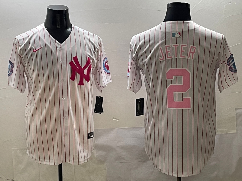 Men's New York Yankees Derek Jeter White Team Game Jersey baseball jersey product view 1