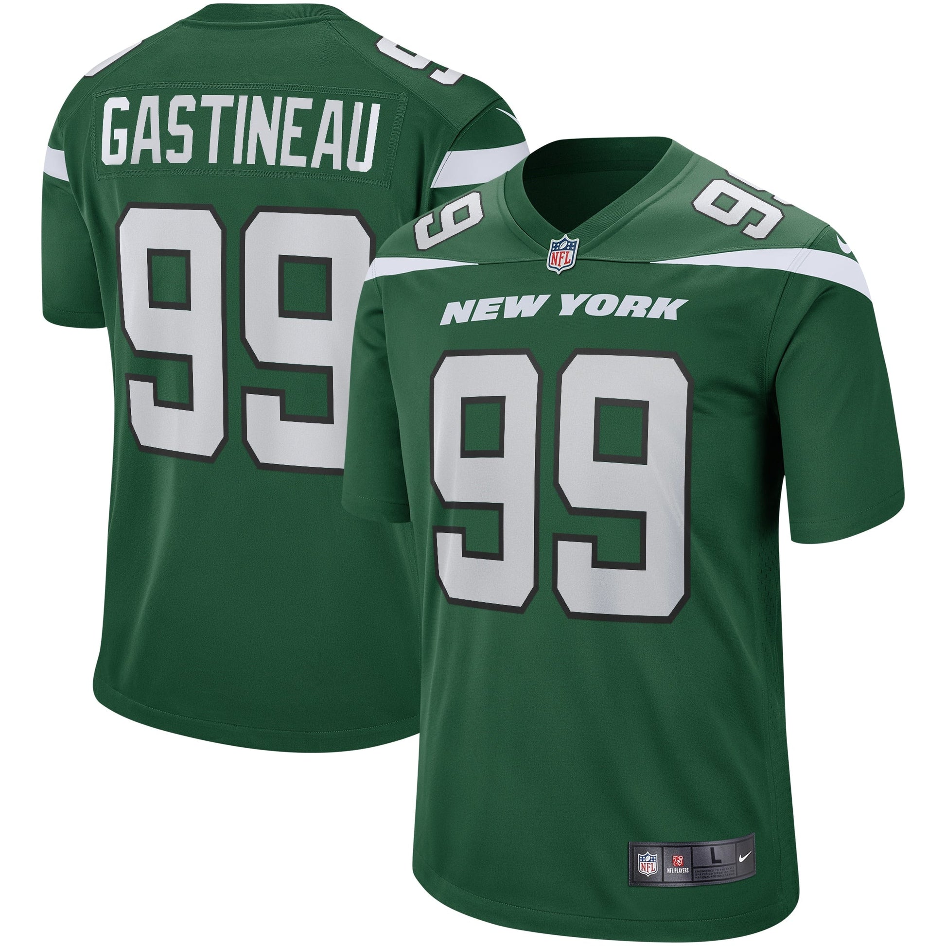 Mark Gastineau New York Jets Game Retired Jersey - Gotham Green football jersey product view 1