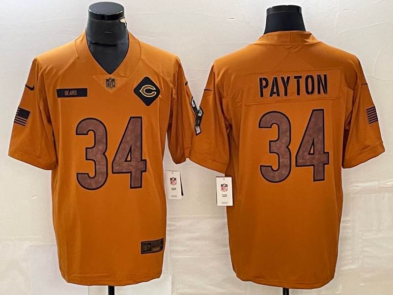 Men's Chicago Bears Walter Payton Brown 2023 Salute To Service Retired Player Limited Jersey football jersey product view 1