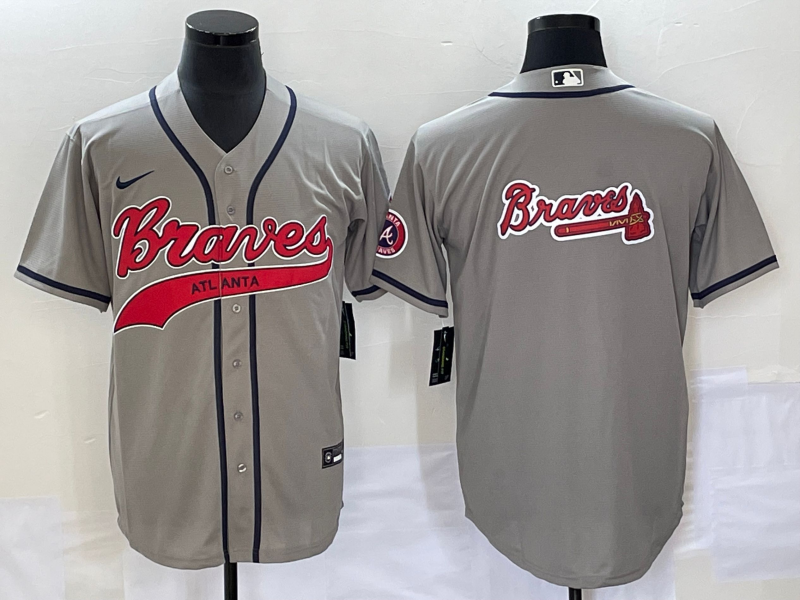 Men's Atlanta Braves Gray Replica Team Jersey Joint Edition baseball jersey product view 1