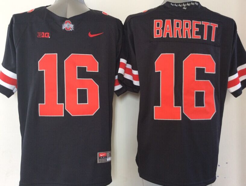 Men's Ohio State Buckeyes JT Barrett Black Player Game Jersey sports jersey product view 1