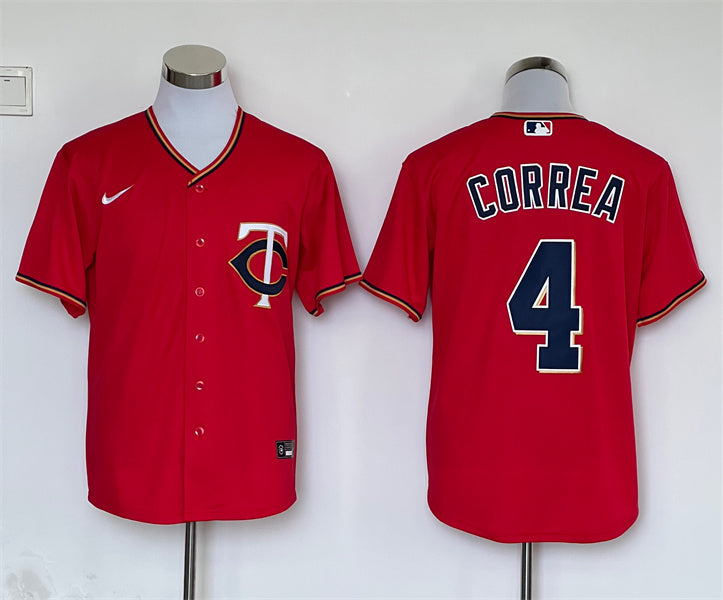 Men's Minnesota Twins Carlos Correa #4 Red Replica Player Jersey baseball jersey product view 1