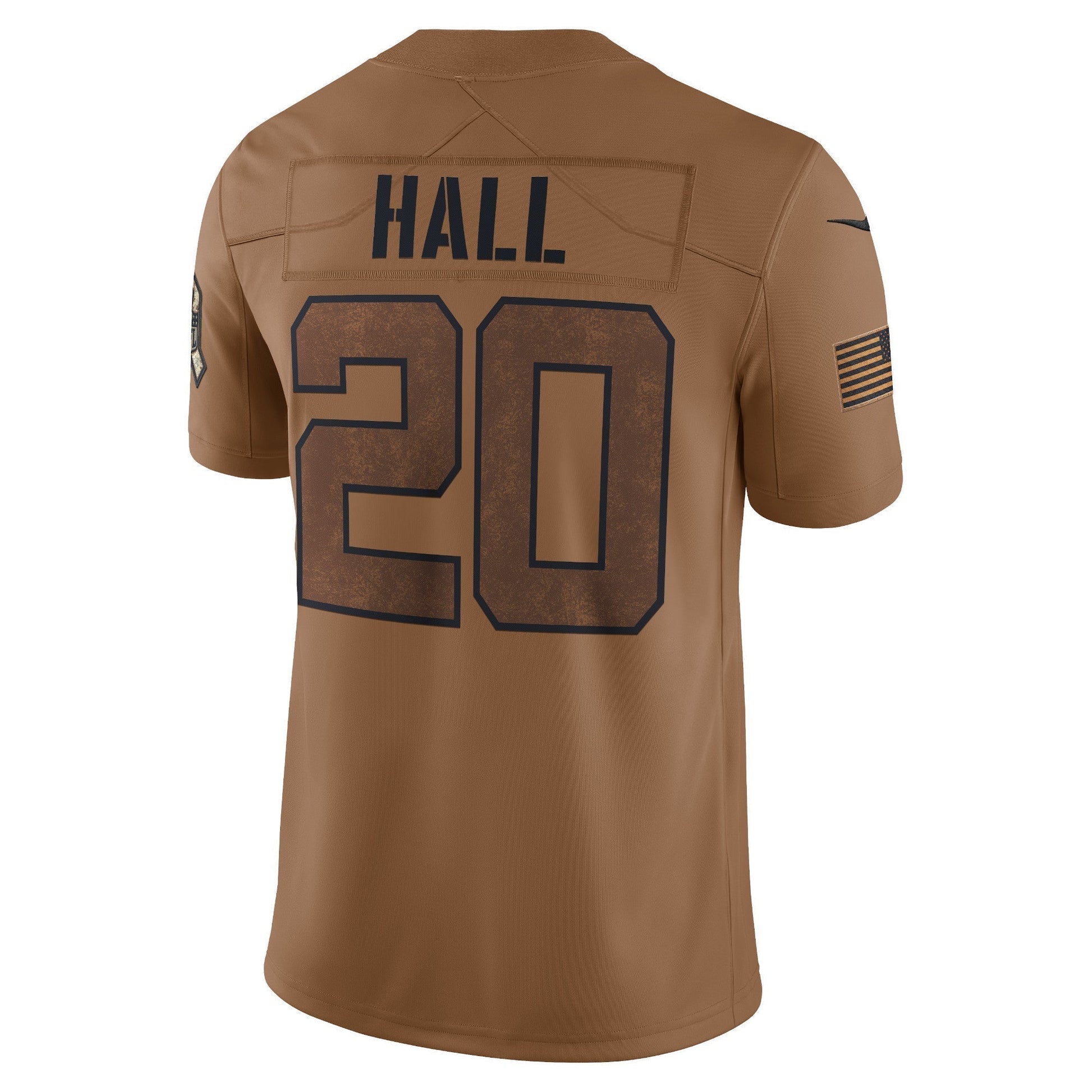 Breece Hall New York Jets Salute To Service Limited Jersey - Brown football jersey product view 3