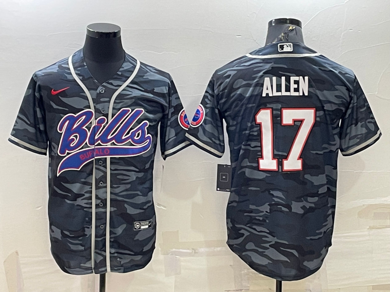 Men's Buffalo Bills Josh Allen #17 Grey Camouflage Game Jersey1 Joint Edition football jersey product view 1
