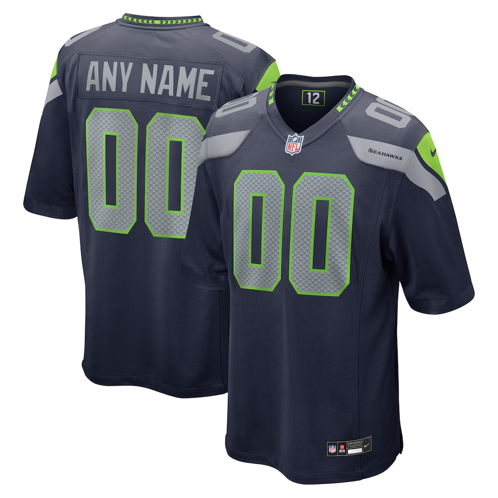Men's Seattle Seahawks College Navy Custom Game Jersey football jersey product view 1