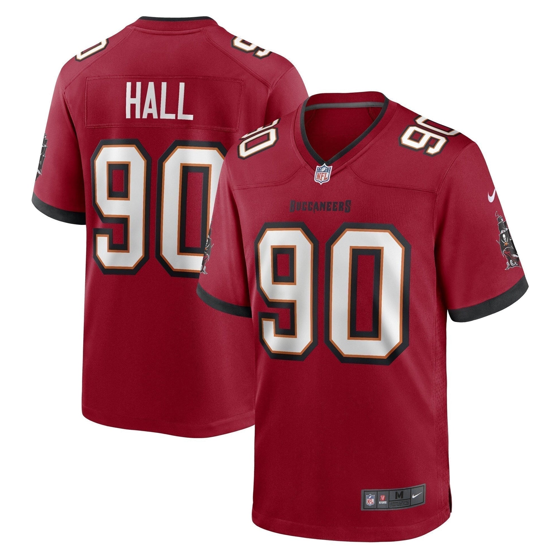 Logan Hall Tampa Bay Buccaneers Game Jersey - Red football jersey product view 1