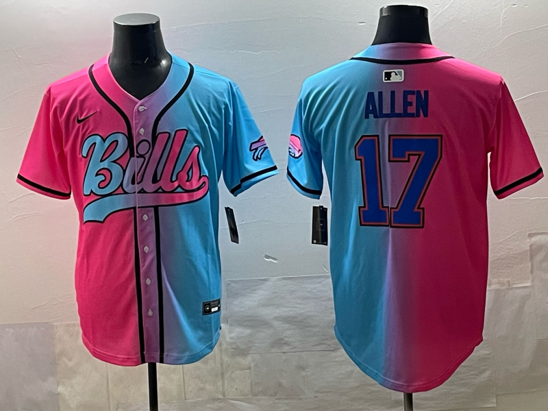 Men's Buffalo Bills Josh Allen #17 Pink/Blue Game Jersey football jersey product view 1