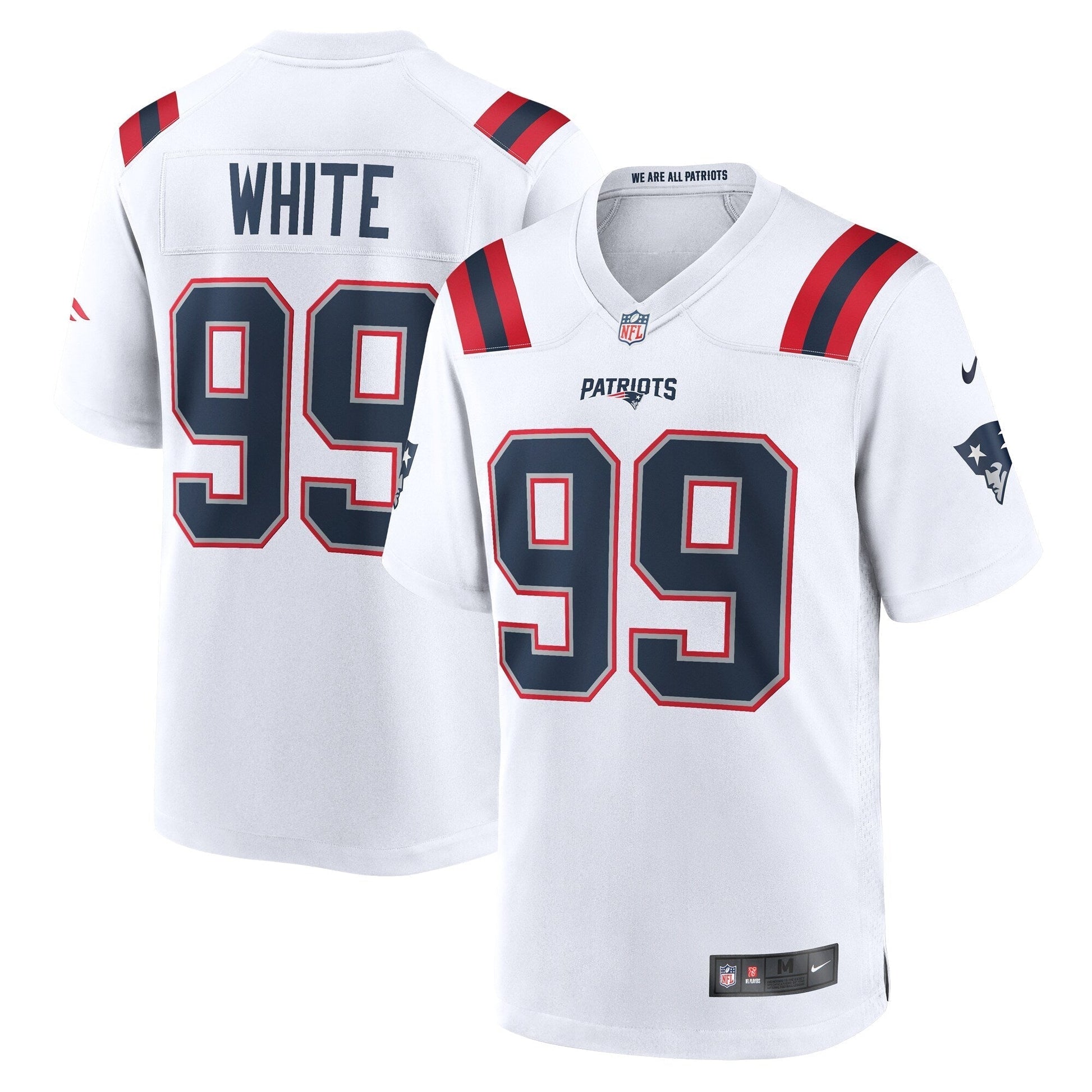 Keion White New England Patriots Game Jersey - White football jersey product view 1