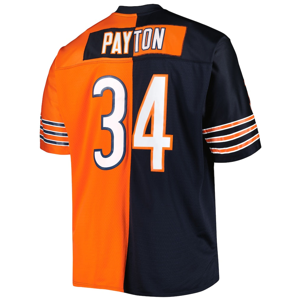 C.Bears #34 Walter Payton Navy/Orange Big & Tall Split Legacy Retired Player Replica Jersey football jersey product view 1