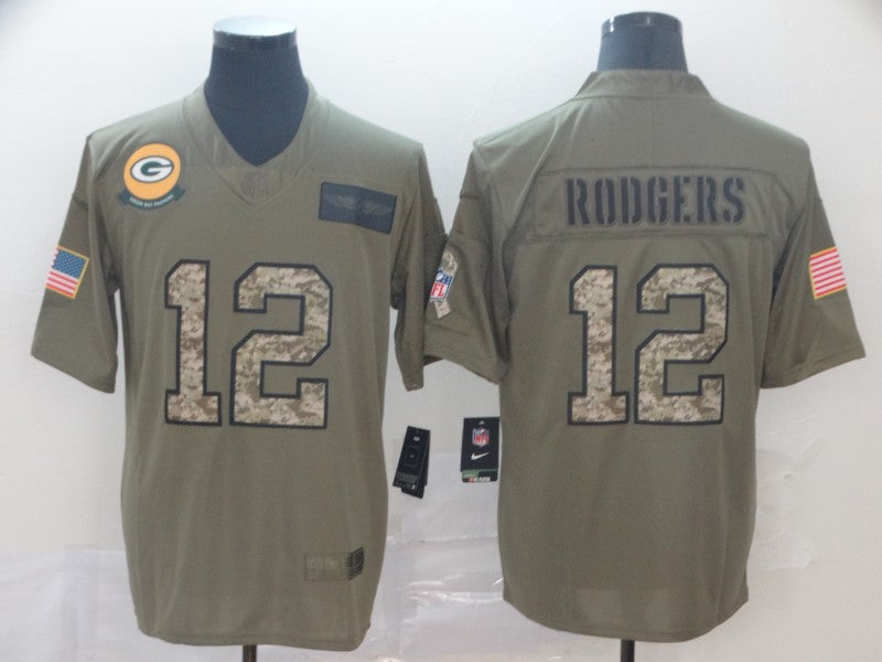 Men's Green Bay Packers Aaron Rodgers #12 Brown Authentic Game Jersey1 football jersey product view 1