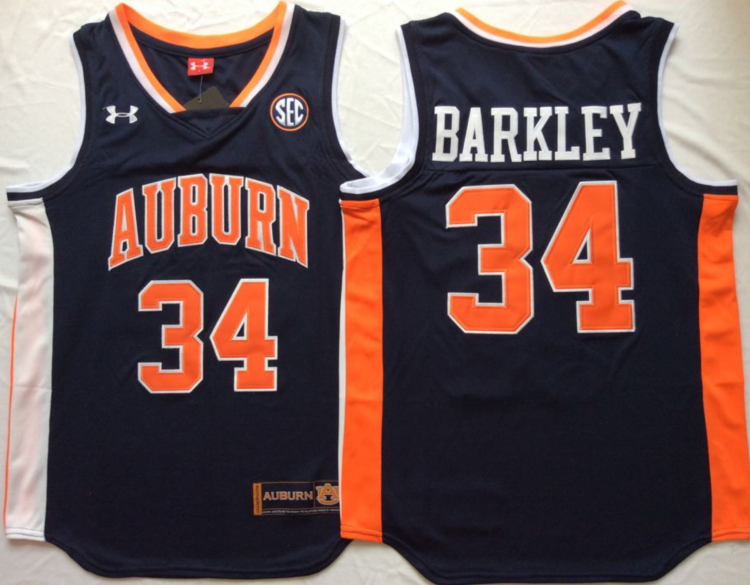 Men's Auburn Tigers Charles Barkley #34 Navy Player Game Jersey sports jersey product view 1