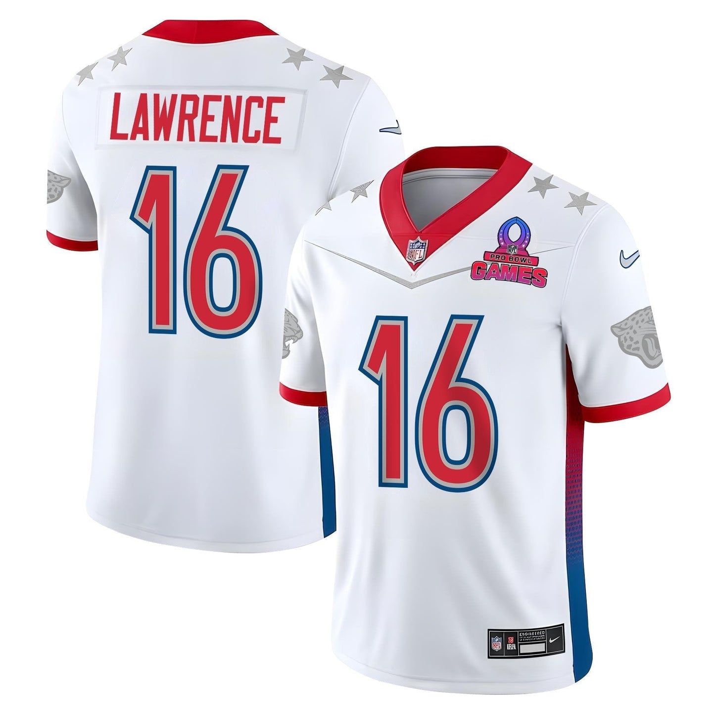 Trevor Lawrence 16 Jacksonville Jaguars Pro Bowl 2023 Patch Men Jersey - White football jersey product view 1