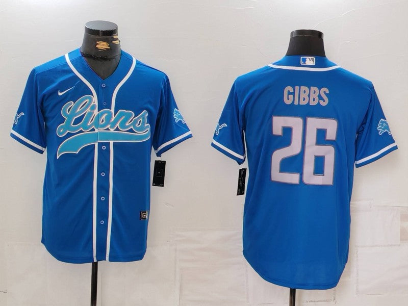 Men's Detroit Lions Jahmyr Gibbs #26 Blue Player Jersey1 football jersey product view 1