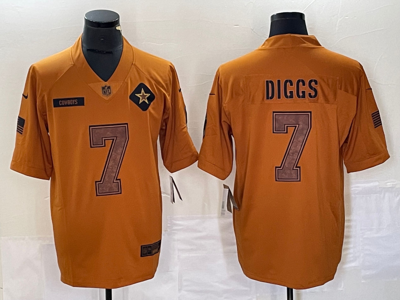 Men's Dallas Cowboys Trevon Diggs #7 Brown 2023 Salute To Service Limited Jersey1 football jersey product view 1