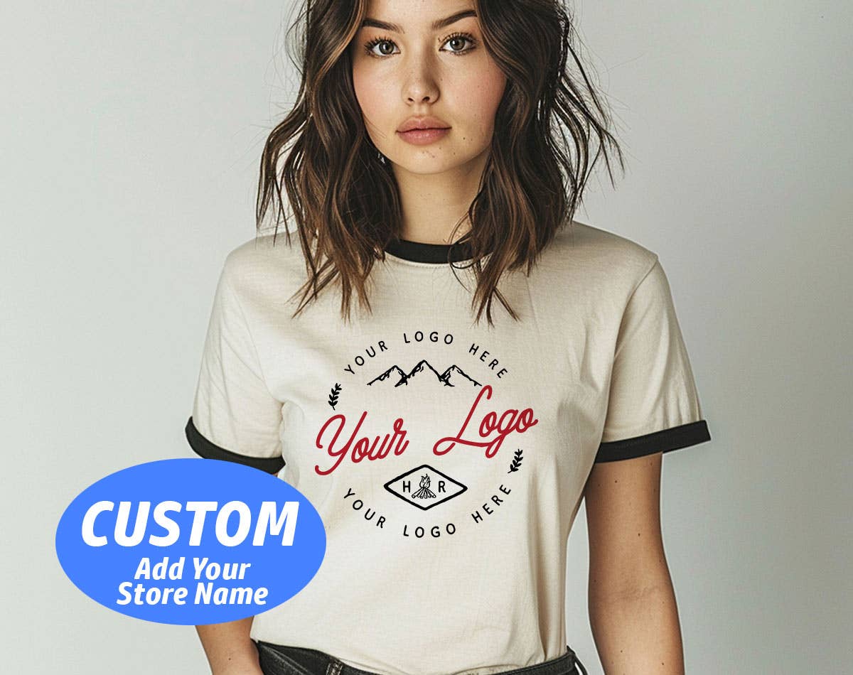 Custom Your Small Business or Store Logo Ringer T-Shirt Unisex T-shirt, Sweatshirt, Hoodie, Long Sleeve Tee - T-Shirt, Sweatshirt, Hoodie