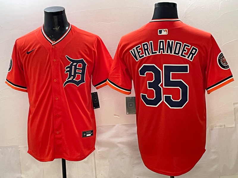 Men's Detroit Tigers Justin Verlander #35 Orange Limited Player Jersey baseball jersey product view 1