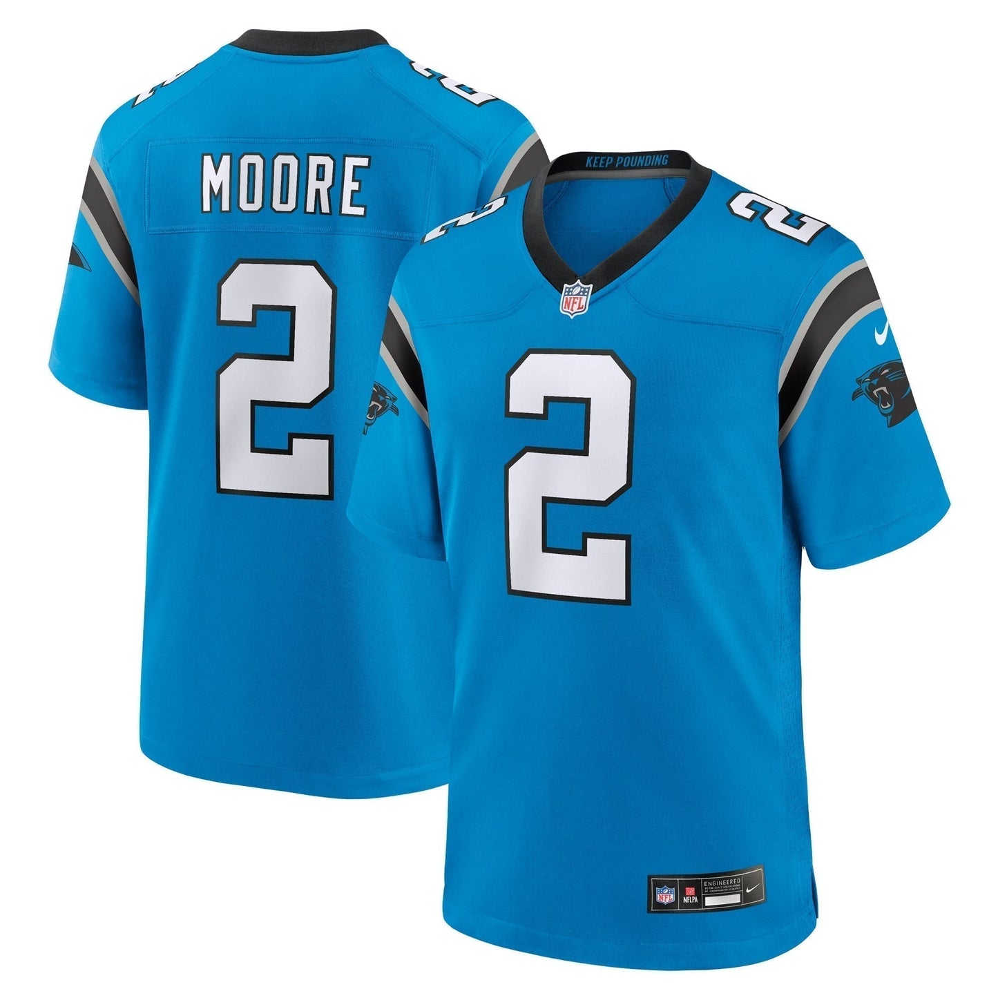 D.J. Moore Carolina Panthers Alternate Game Jersey - Blue football jersey product view 1