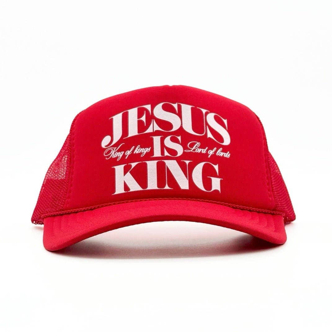 Jesus Is King Foam Trucker - Red Unisex T-shirt, Sweatshirt, Hoodie, Long Sleeve Tee - T-Shirt, Sweatshirt, Hoodie