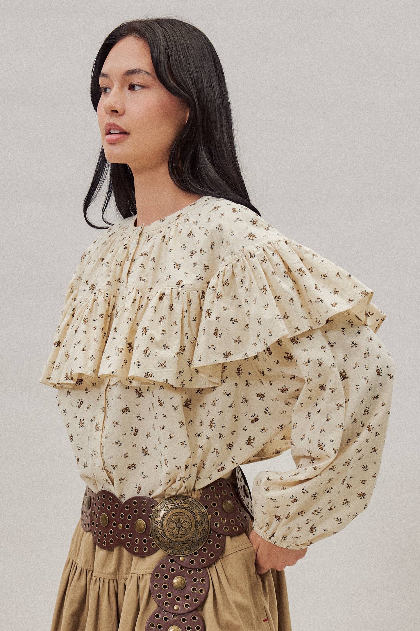 Cotton Floral Ruffle Yoke Prairie Blouse Unisex T-shirt, Sweatshirt, Hoodie, Long Sleeve Tee - T-Shirt, Sweatshirt, Hoodie
