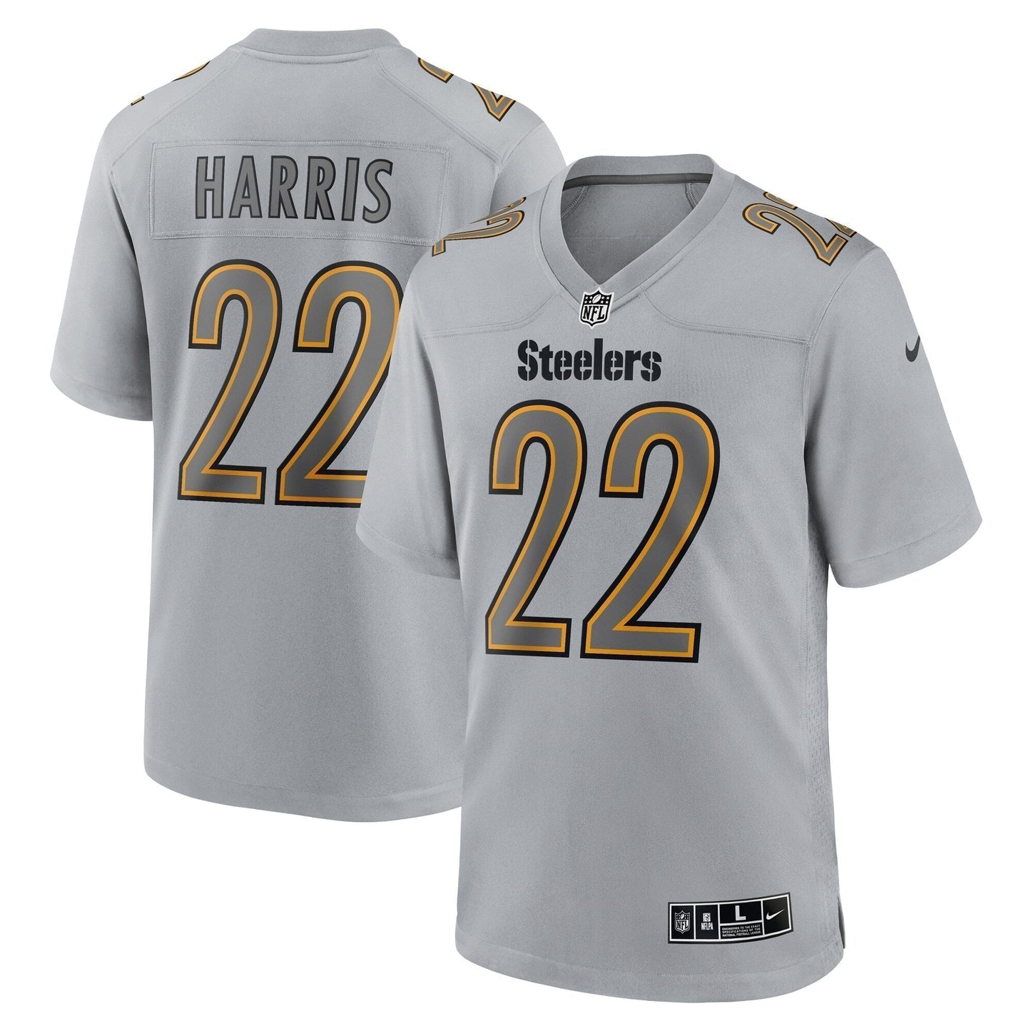 Najee Harris Pittsburgh Steelers Atmosphere Fashion Game Jersey - Gray football jersey product view 1