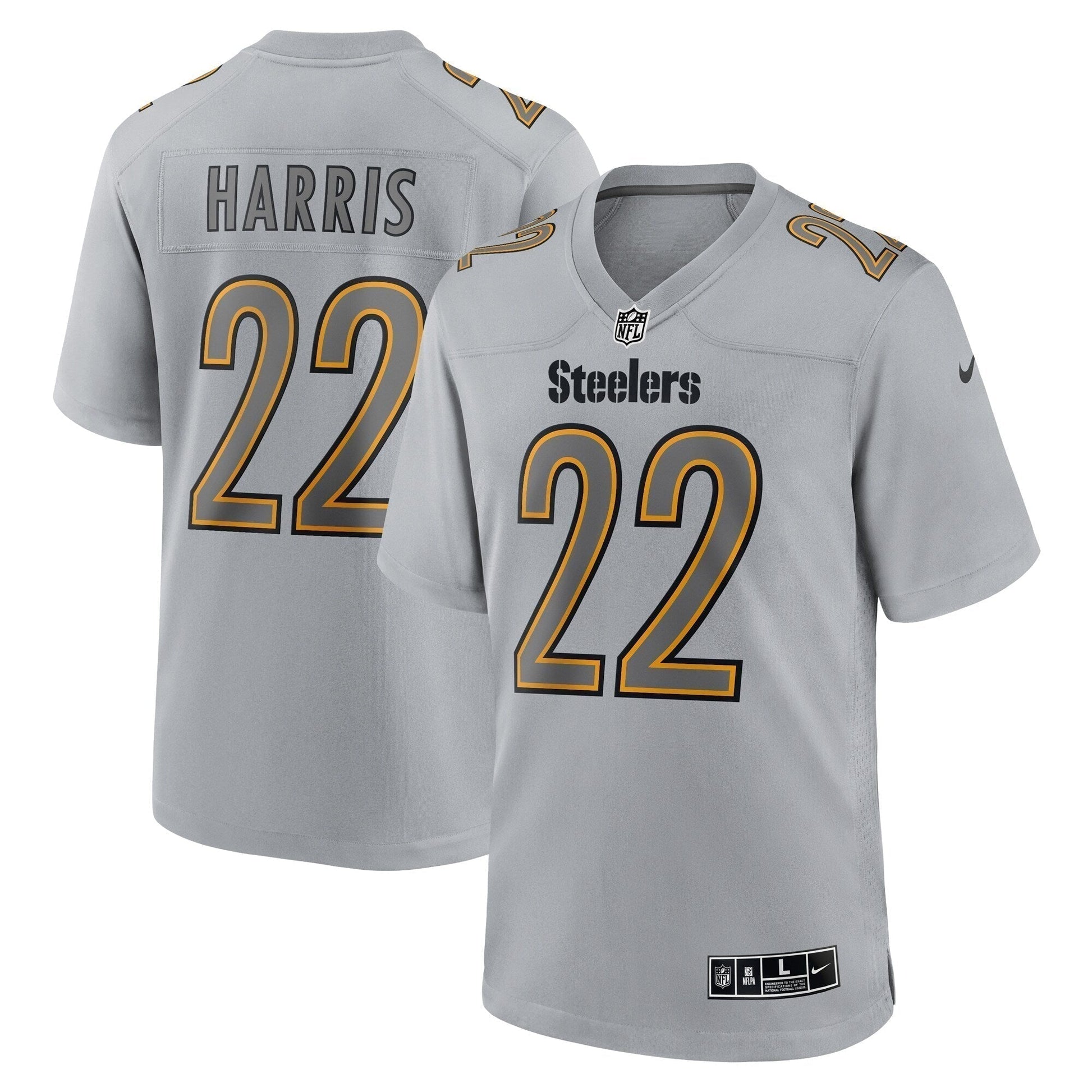 Najee Harris Pittsburgh Steelers Atmosphere Fashion Game Jersey - Gray football jersey product view 1