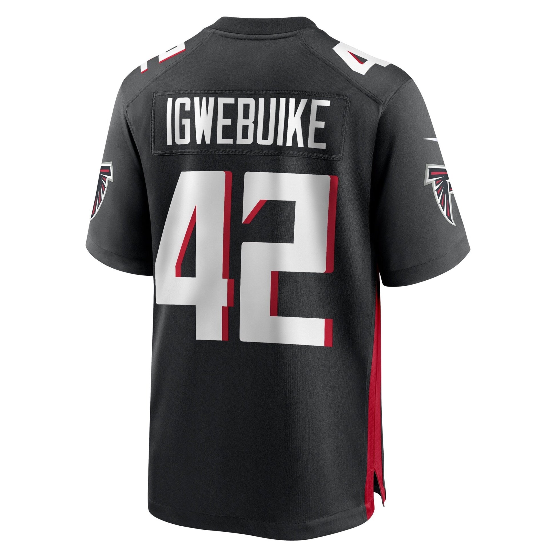 Godwin Igwebuike Atlanta Falcons Game Jersey - Black football jersey product view 3