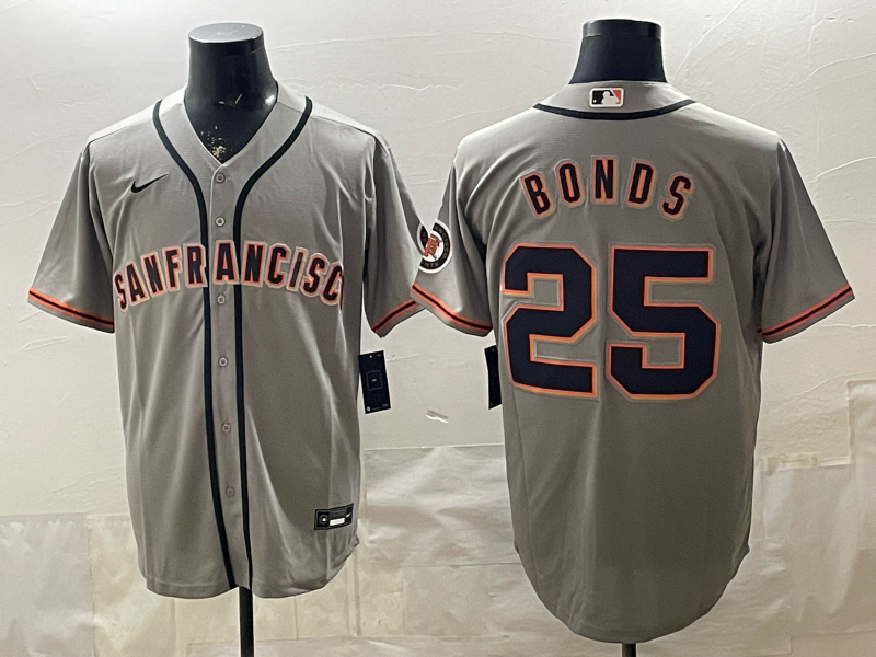 Men's San Francisco Giants Barry Bonds #25 Gray Limited Player Jersey baseball jersey product view 1